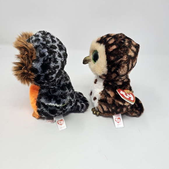 Beanie Boos Bundle of Two Owls Midnight Sammy Stuffed Plush Animals 7 inch - Picture 8 of 10